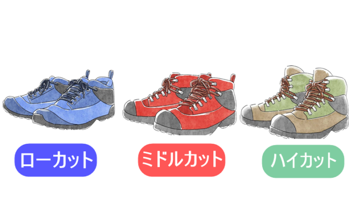 トレッキングシューズのカットの種類