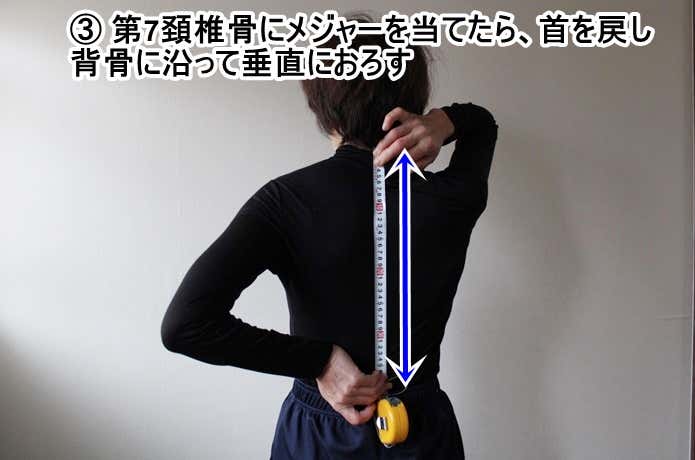 背面長のはかり方