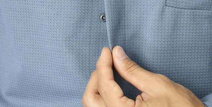 表からボタンが見えない比翼仕立ての前 立て