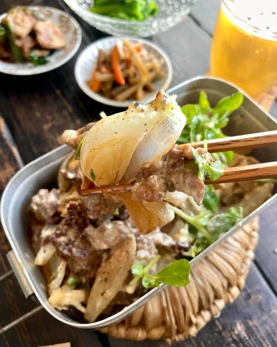 牛肉と玉ねぎのマヨ炒め完成