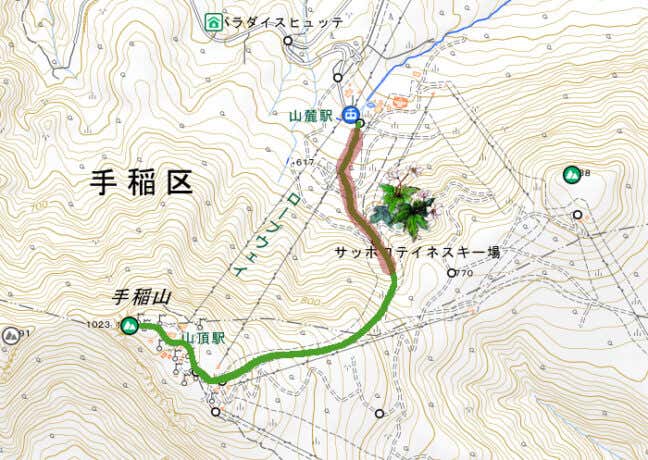 手稲山　ニリンソウの地図