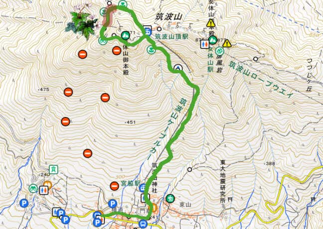 筑波山 ニリンソウの地図