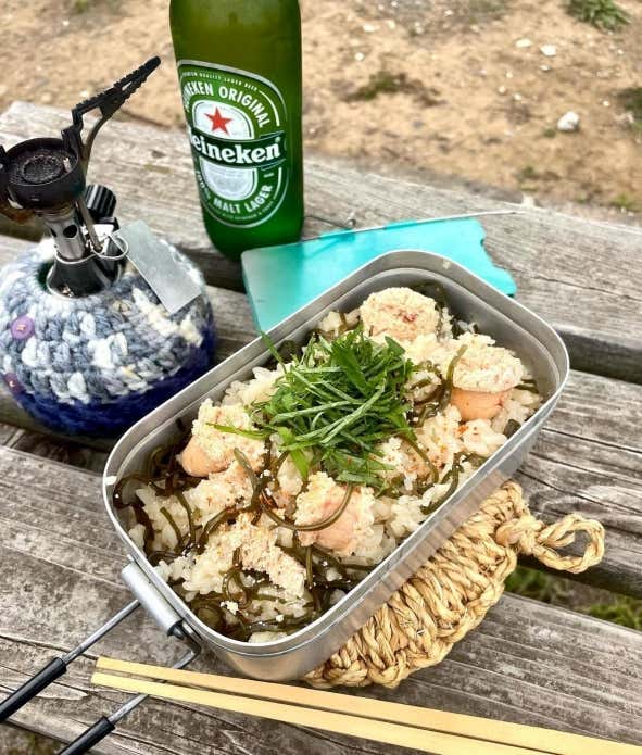 塩昆布と明太子の炊き込みご飯