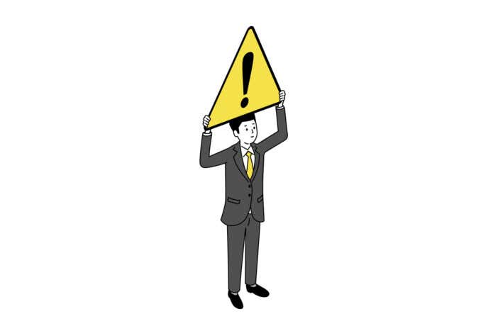 注意マークを持った人のイラスト