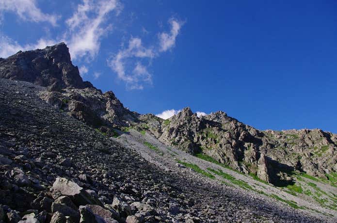 槍沢から見る槍ヶ岳