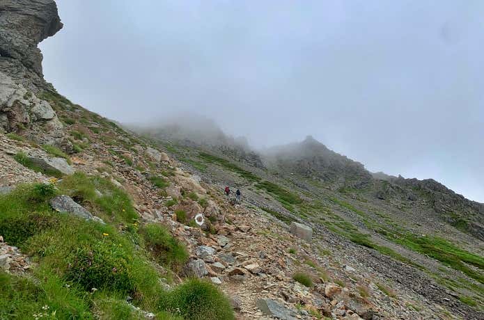 千丈沢乗越から槍ヶ岳へ向かう