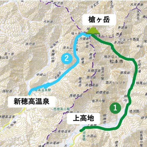 槍ヶ岳の下山ルート