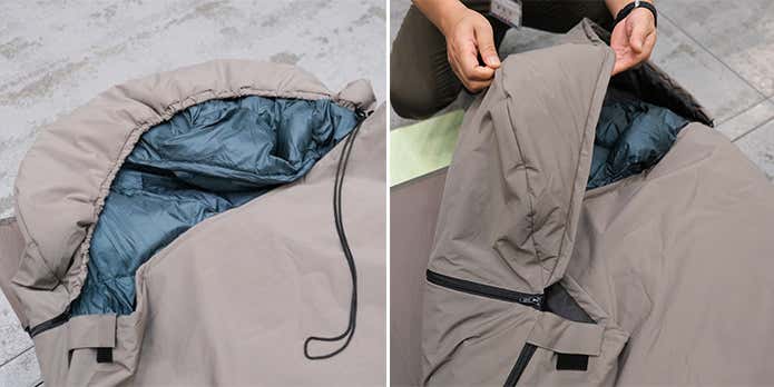 INAREM GEAR フーデッドシュラフカバーのフード部分