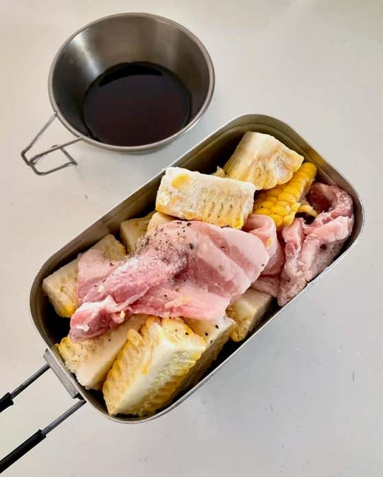 ➃焼き目がついたら合わせ調味料を入れて合える。