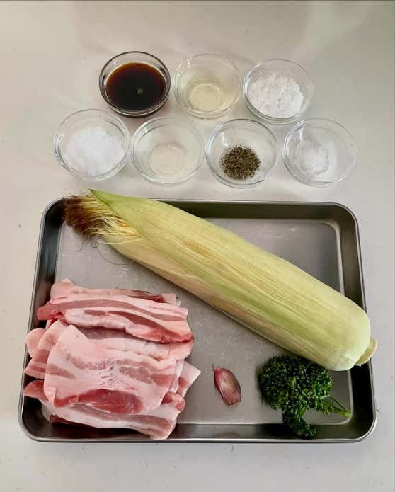 「とうもろこしと豚肉の甘辛炒め 材料