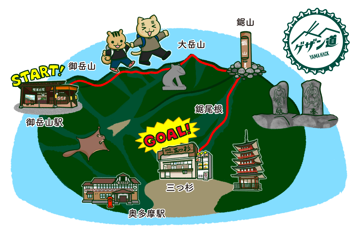 鋸山ゲザン道のイラスト