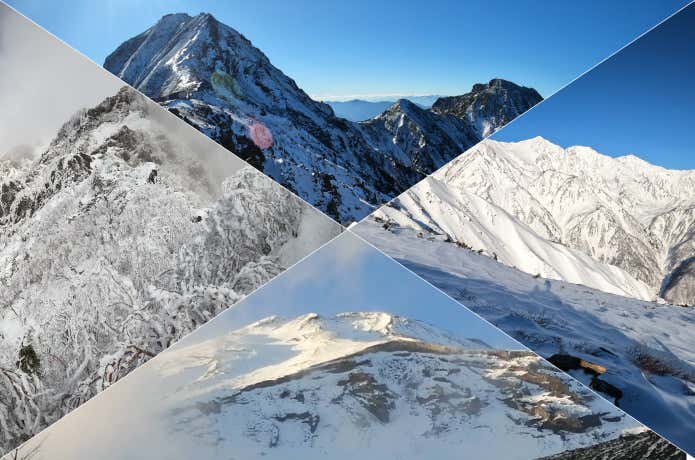 さまざまな雪山の写真