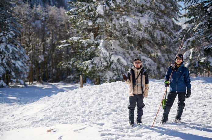 雪山でビーコン検証