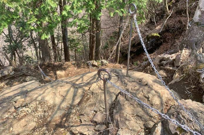 行者ヶ岳の鎖場