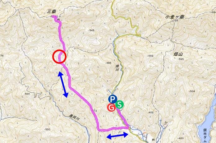 多紀連山登山コース図