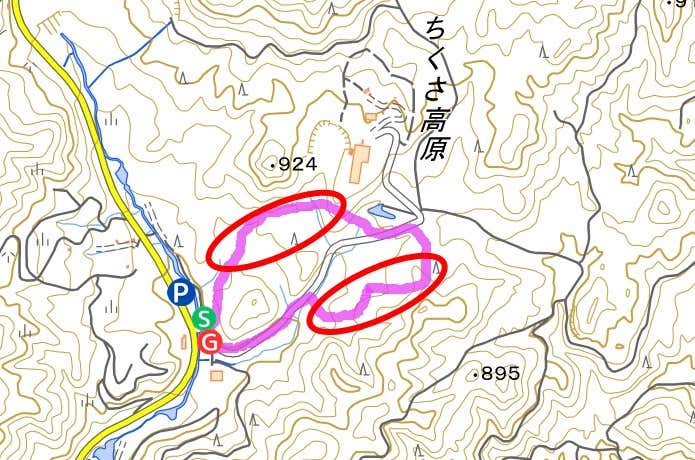 ちくさ高原登山コース図