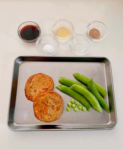 グリンピースとさつま揚げの炊き込みご飯　材料
