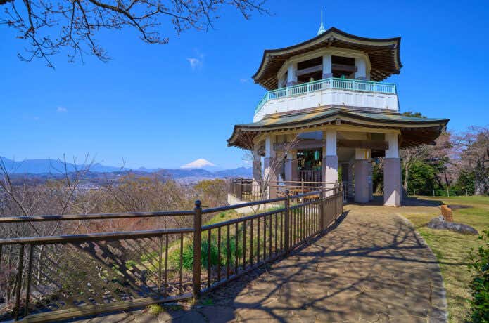 権現山の展望台と富士山