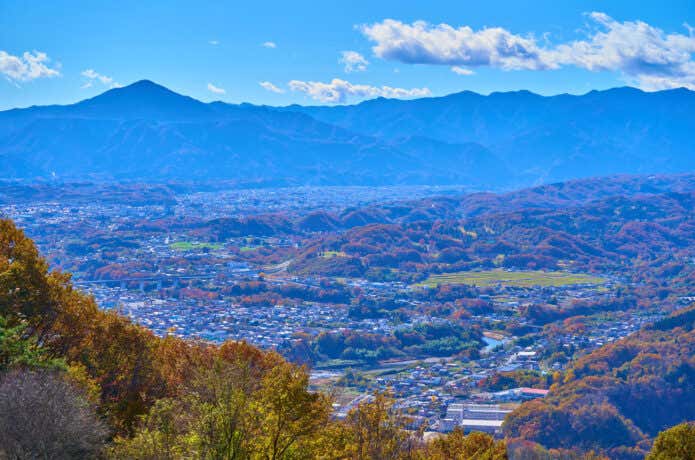 宝登山山頂付近より、秩父連山を一望