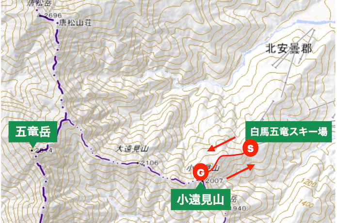小遠見山は五竜岳へ続く稜線上の尾根道