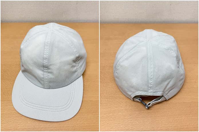 風を通す ちいさくまとまる キャップの正面と背面