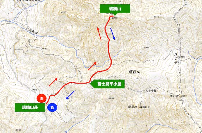 瑞牆山コース・外略図