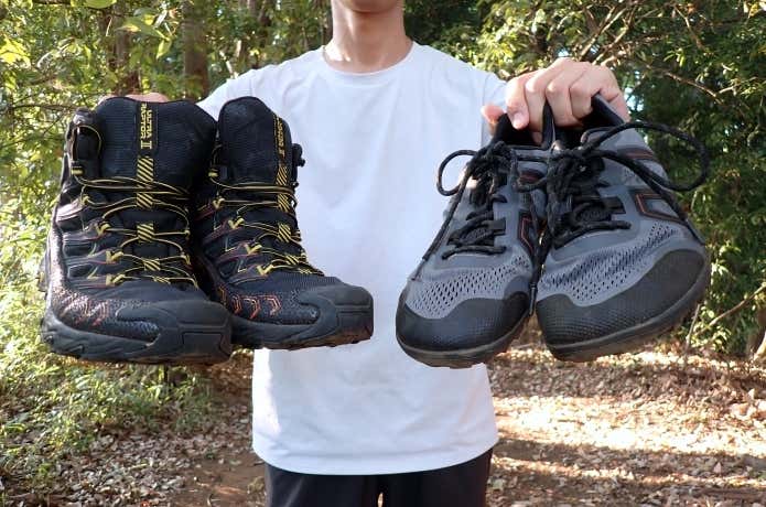 ベアフットシューズと登山靴