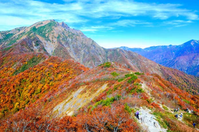 天神尾根から見る紅葉の谷川岳