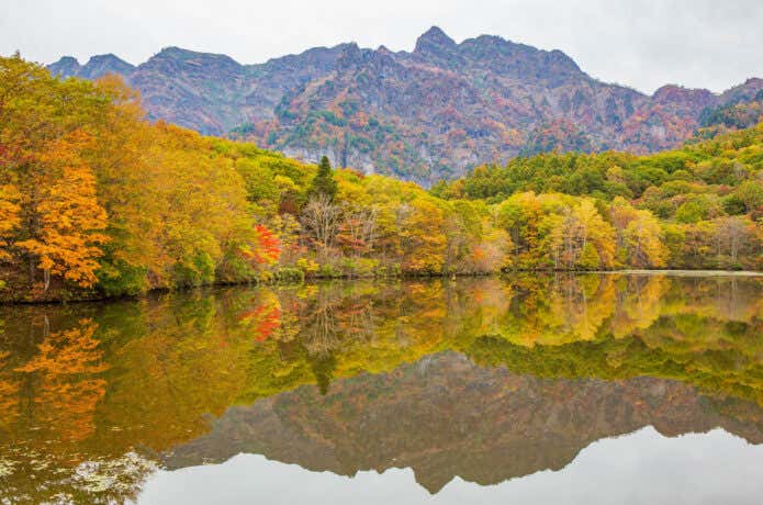 鏡池にうつる戸隠連峰