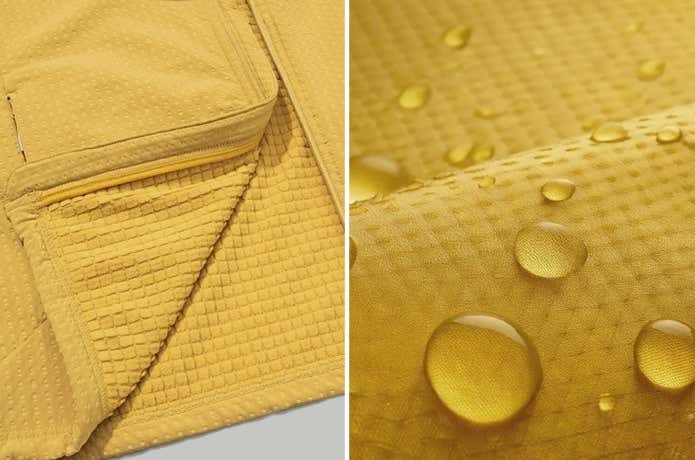 独自のグリット加工と表地撥水イメージ