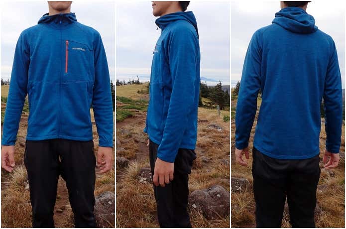 モンベルのクリマグリッドパーカのサイズ感