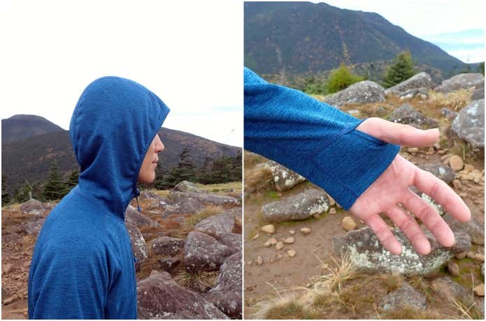 モンベルのクリマグリッドパーカの保温力をレビューする登山者