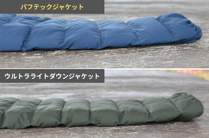 パフテック ウルトラライトダウン腕周り