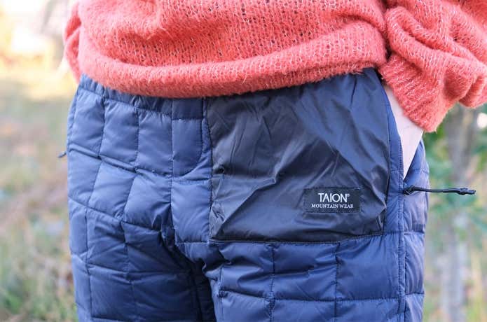 タウンユースしやすいTAIONのダウンパンツ