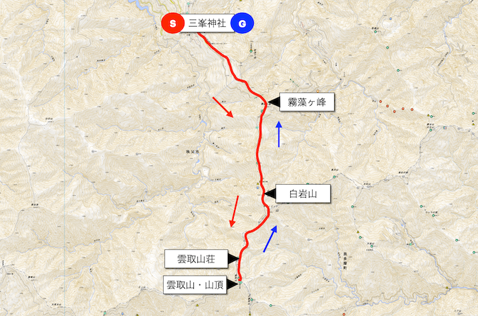 雲取山コース概略図