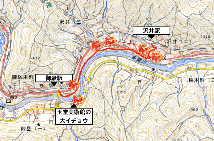 御岳渓谷ハイキングコース概略