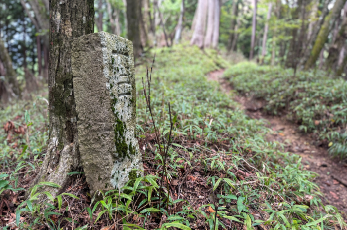 登山道で見かける石の道標