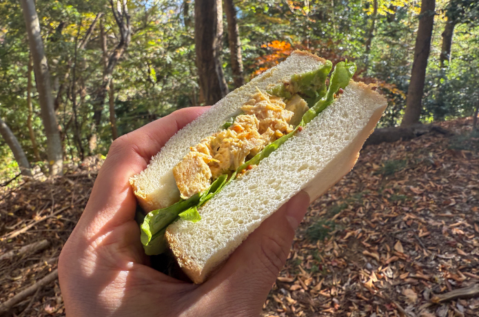 サラダチキンサンドの断面