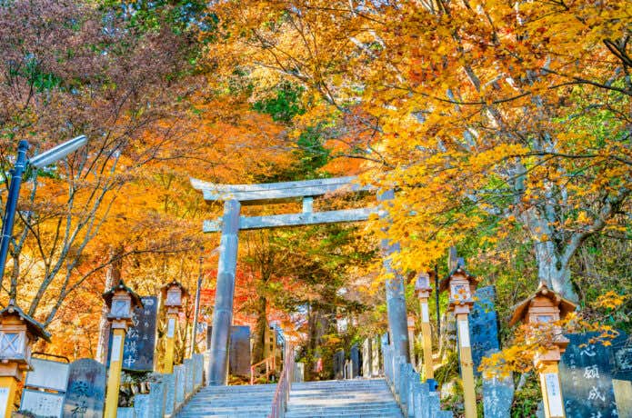 御嶽神社参道の石段沿いの紅葉