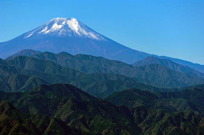 陣馬山山頂から眺める富士山