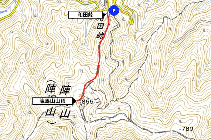 陣馬山コース概略図