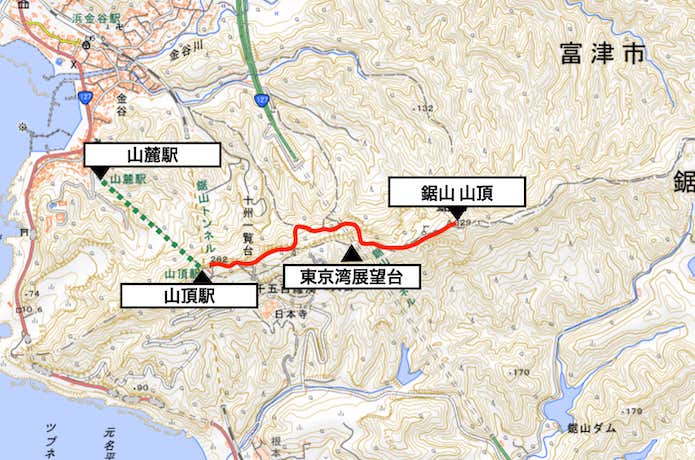 鋸山登山ルート・概略図