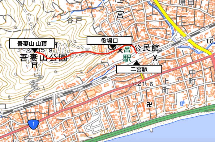 吾妻山コース概略図