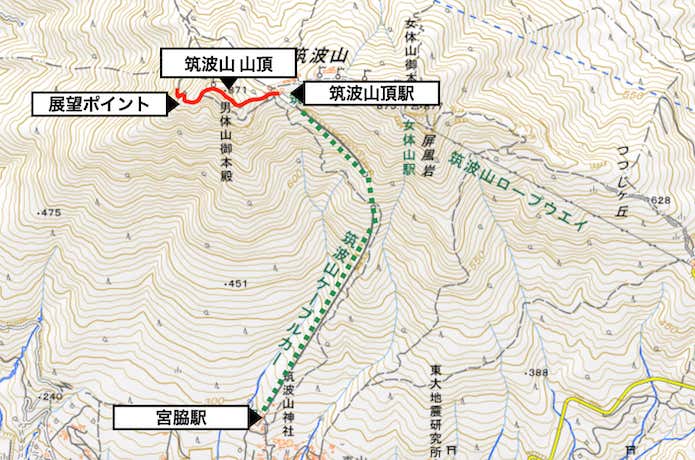 筑波山コース概略図