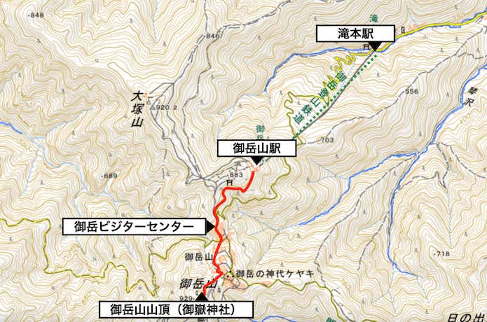 御岳山コース概略図