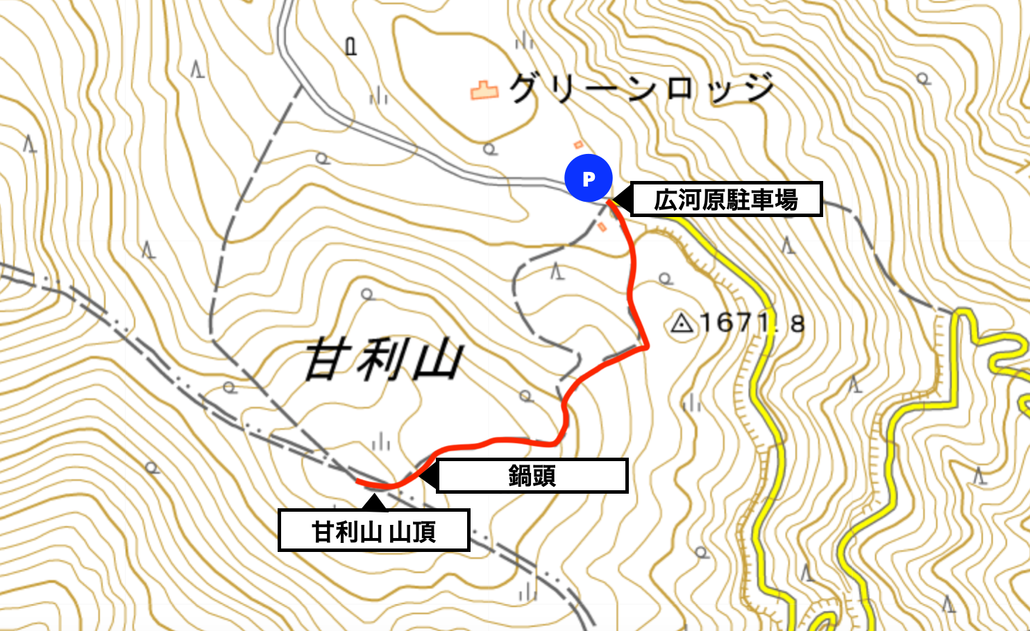 甘利山コース概略図