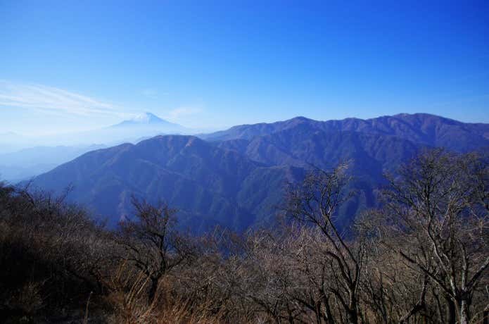 大山から望む富士山と丹沢の山々