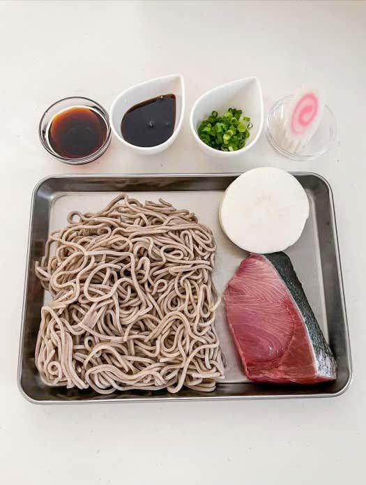 ブリの照焼蕎麦　材料