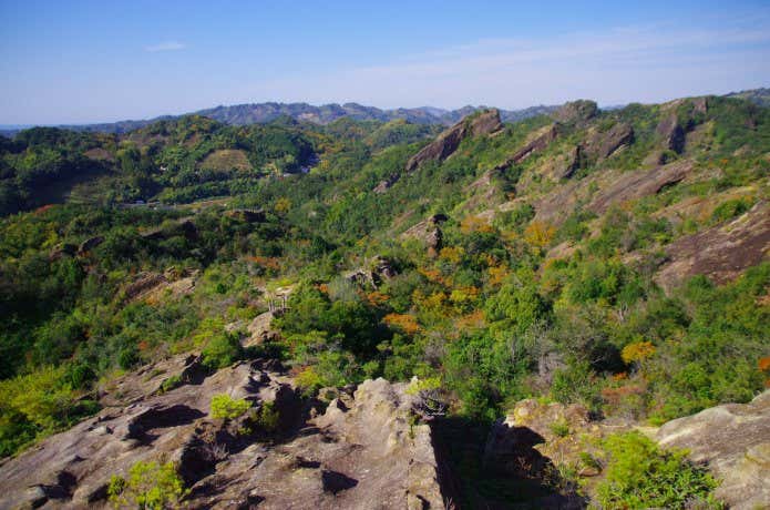 ヒキガエルたちが天を仰ぐかのようにせり上がる岩
