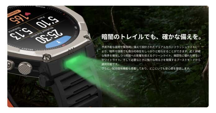 白・緑色LEDのデュアルモードフラッシュライト